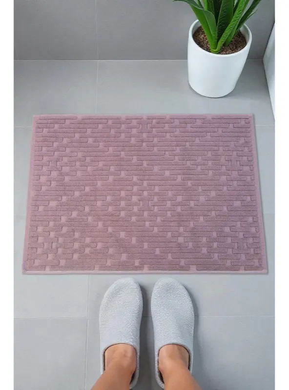 Tuğla Desenli 2li Ayak Havlusu 50x70 cm Su Emici Banyo