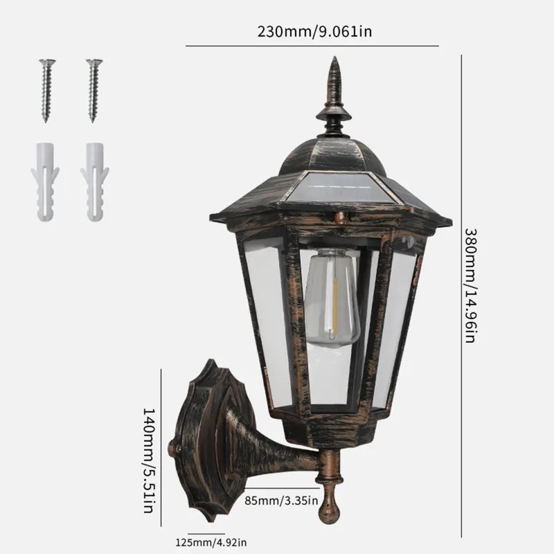 Altıgen Ampul Görünümlü Solar Led Aplik