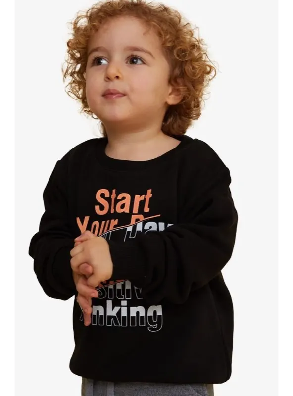 Breeze Erkek Çocuk Baskılı Bisiklet Yaka Sweatshirt