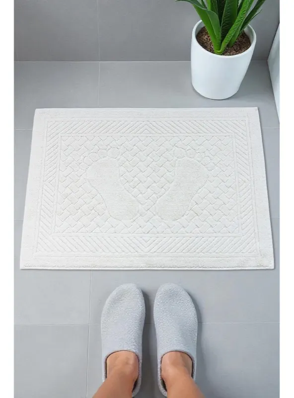 Ayak İzi Desenli 2li Ayak Havlusu 50x70 cm Su Emici Banyo